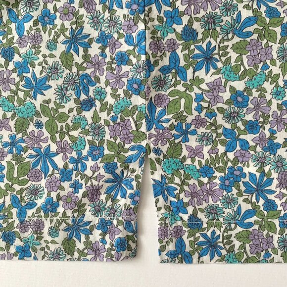 Vintage 50’s 60’s Sleeveless Floral Button Up Blue Blouse Top Prep Cottagecore - Picture 5 of 9